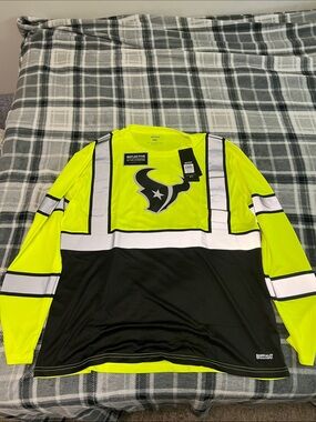 Reflective Texans Neon Yellow & Black Long Sleeve Work Jersey